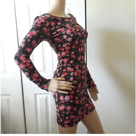 Floral long sleeve mini dress NWOT - Picture 6 of 7